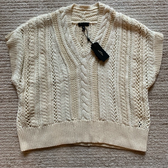 rag & bone Sweaters - Rag & Bone Jolie Chunky Knit 100% Sweater Vest Ivory NWT Size XL